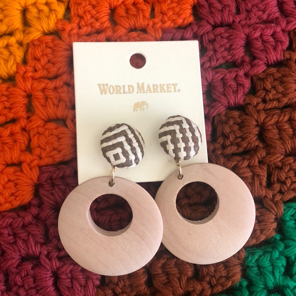 Wood and woven earrings